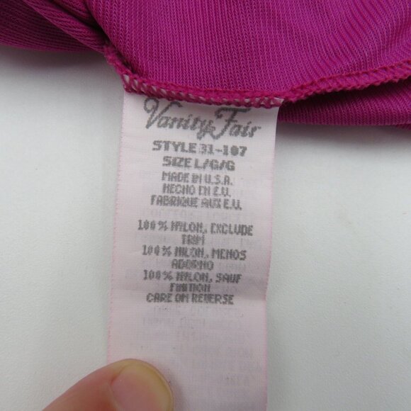 Vanity Fair Robe Womens Size Large Dark Pink Nylon Made in USA Floral Motif - Picture 7 of 11